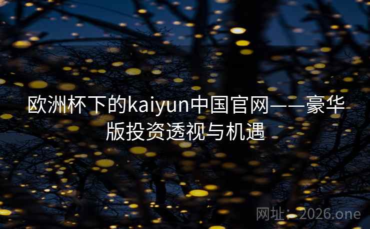 欧洲杯下的kaiyun中国官网——豪华版投资透视与机遇