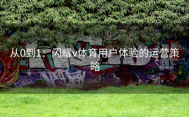 从0到1:闪耀v体育用户体验的运营策略 从0到1:闪耀v体育用户体验的运营策略