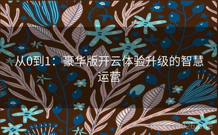从0到1：豪华版开云体验升级的智慧运营